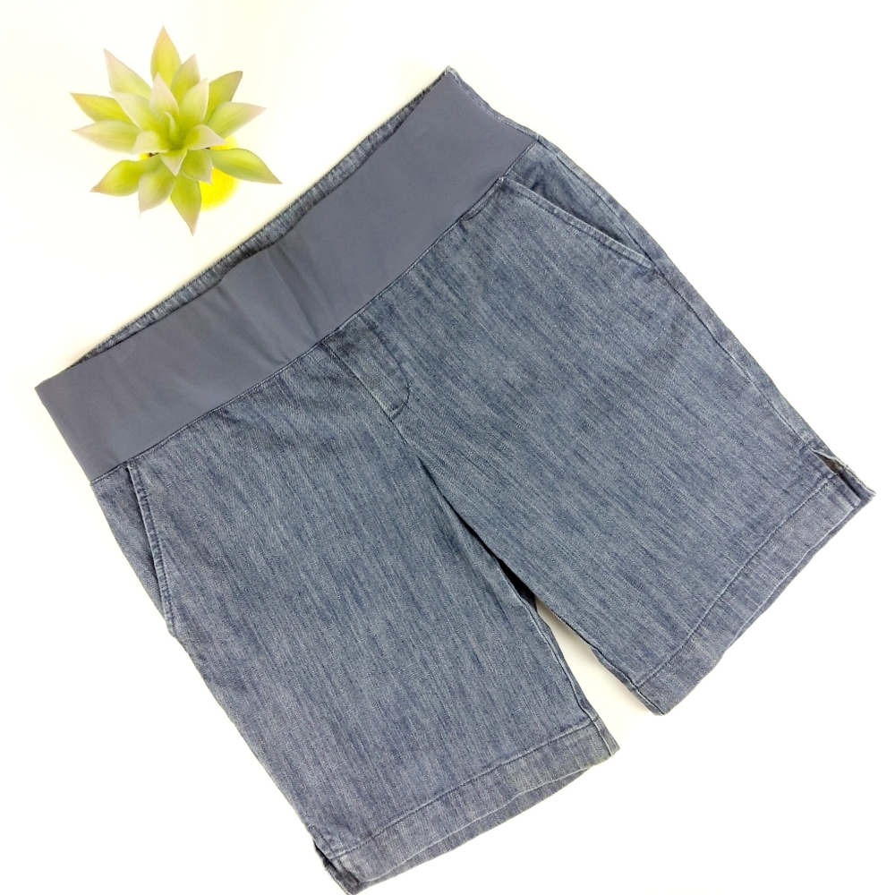 New Additions Denim Bermuda Maternity Shorts Small